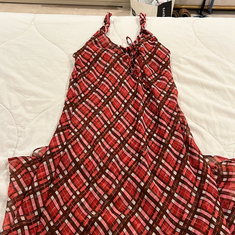 MANGO Red Plaid Maxi like new
